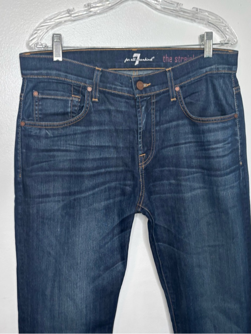 7 For All Mankind Jeans Men’s 32 Dark Blue Denim The Straight Leg - Picture 3 of 10